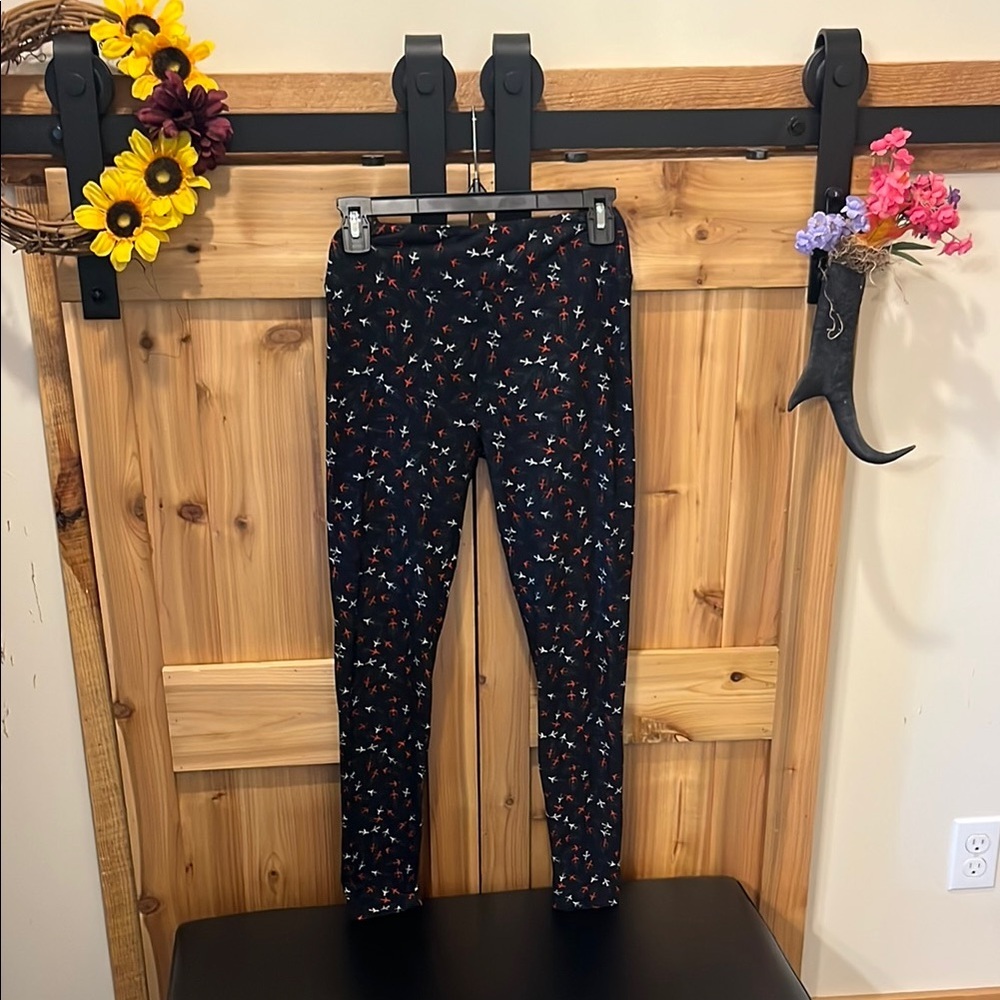LuLaRoe Women's Dark Airplane Pattern Leggings
